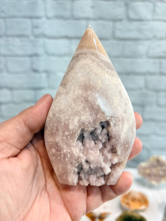 AGF1 - forme libre agate fleur rose