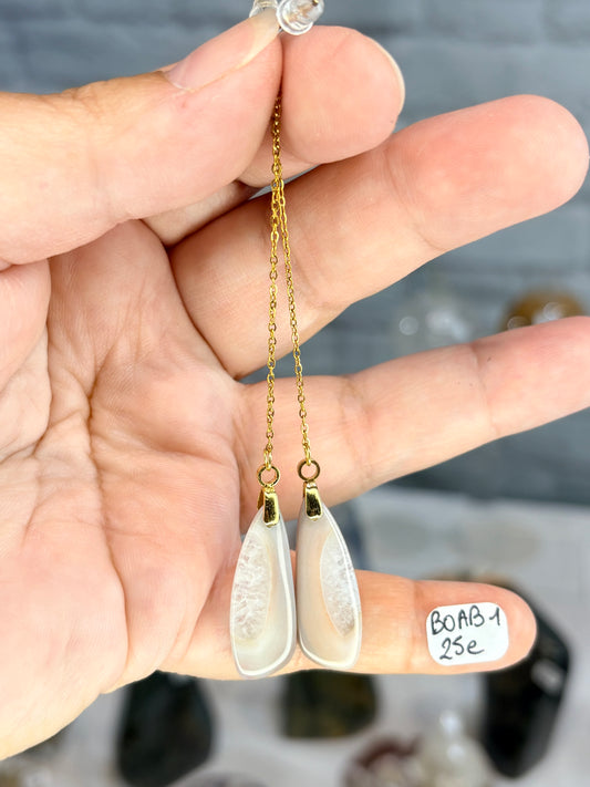 BOAB1 - Boucles d’oreilles agate Botswana