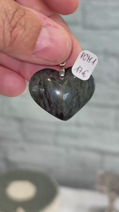 POM1 - Pendentif obsidienne manta huichol
