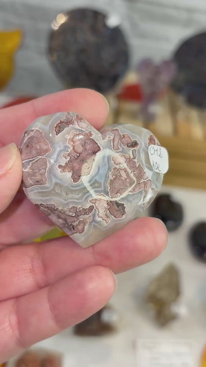 CM2 - Coeur en agate crazy lace du Mexique